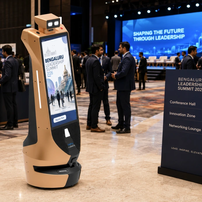rent robot for corporate summits and leadership conferences in bengaluru