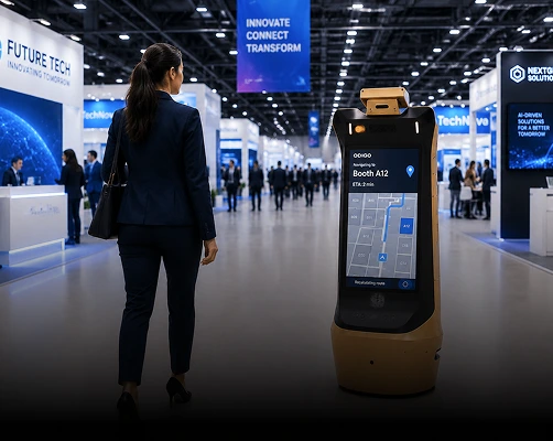 rental robot navigate visitor in bengaluru
