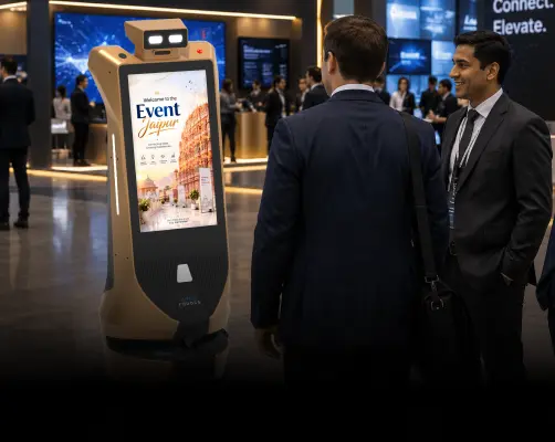 rent robots for welcome guests and engage visitors