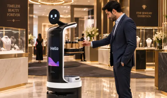 dasher serving robot at jewellery exhibitions